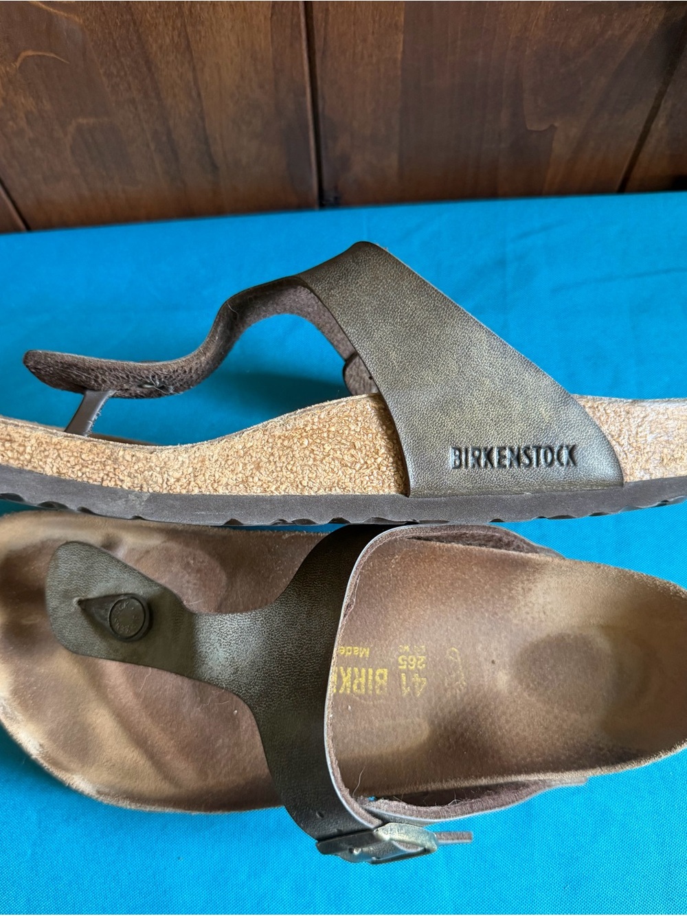 Birkenstock Brown Leather Cork-Style Slide Sandals